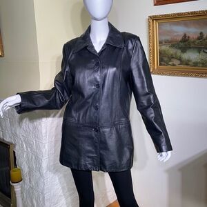 Danier Leather Black Car Length Coat